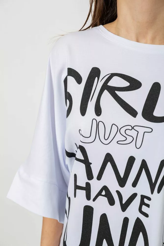 Купить Футболка женская с принтом, цвет белый, 244R4017 - Фото №5