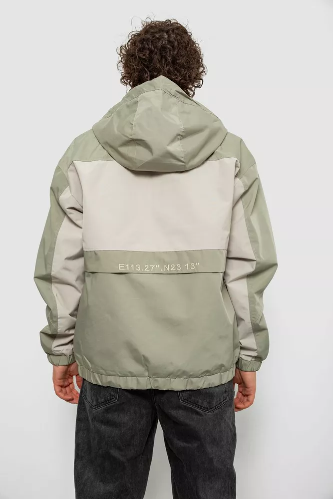 Купить Ветровка мужская с принтом  -уценка, цвет оливковый, 214R603-1-U-45 - Фото №5