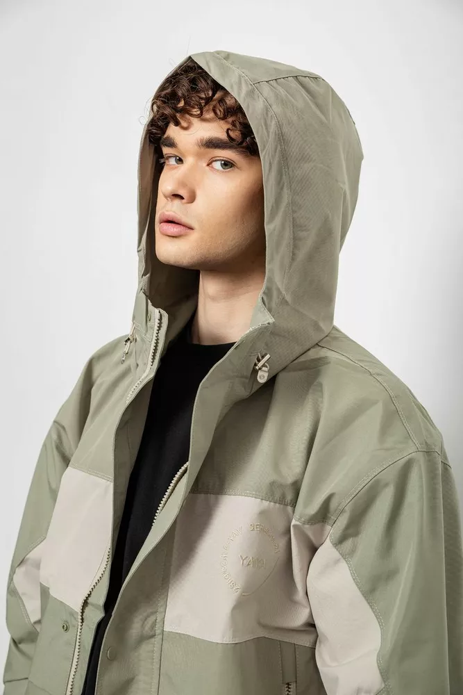 Купити Вітровка чоловіча з принтом  -уцінка, колір оливковий, 214R603-1-U-46 - Фото №9