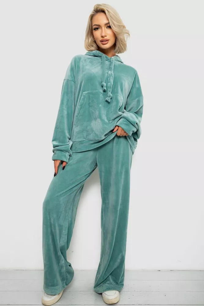 Купить Спортивный костюм женский велюровый, цвет оливковый, 241R2001-20 оптом - Фото №1