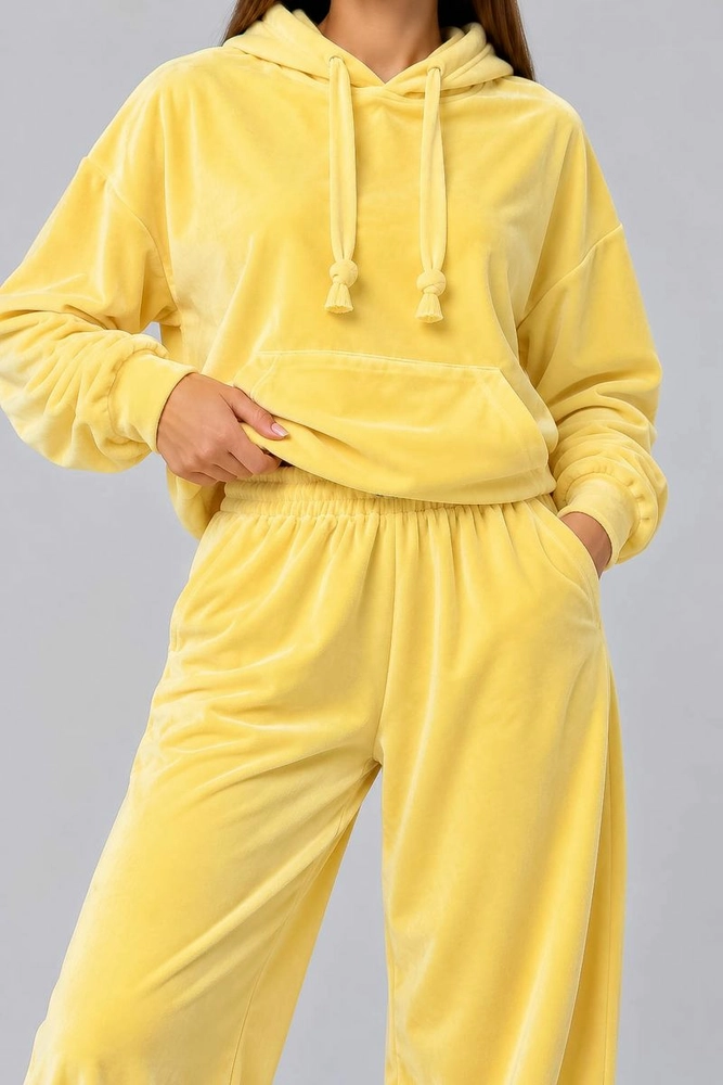 Купить Спортивный костюм женский велюровый, цвет желтый, 241R2001-20 - Фото №5