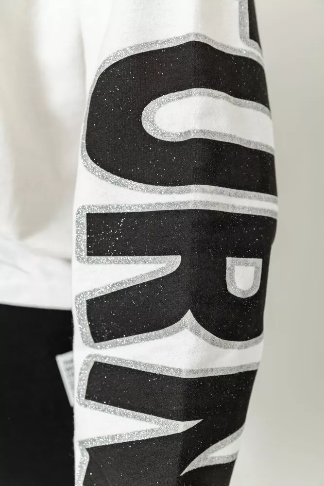 Купить Свитшот женский с принтом укороченный, цвет молочный, 117R2501 - Фото №6