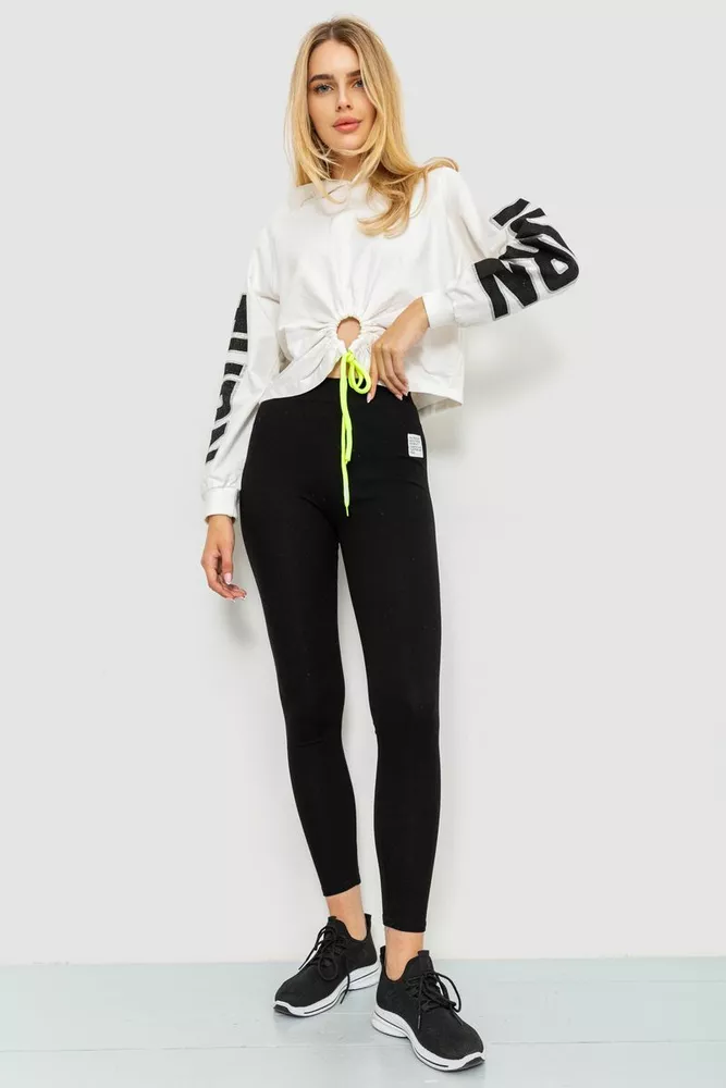 Купить Свитшот женский с принтом укороченный, цвет молочный, 117R2501 - Фото №2