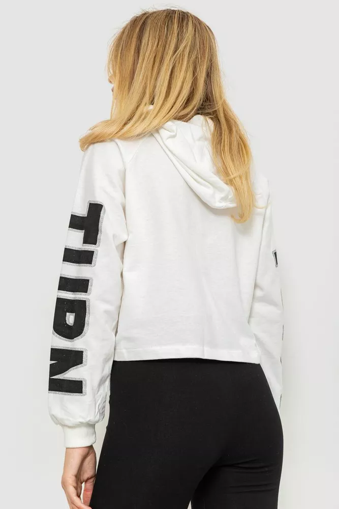 Купить Свитшот женский с принтом укороченный, цвет молочный, 117R2501 - Фото №4