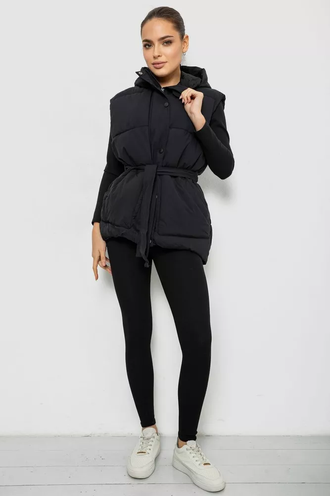 Купить Жилет женский с капюшоном, цвет черный, 207R2016 - Фото №2