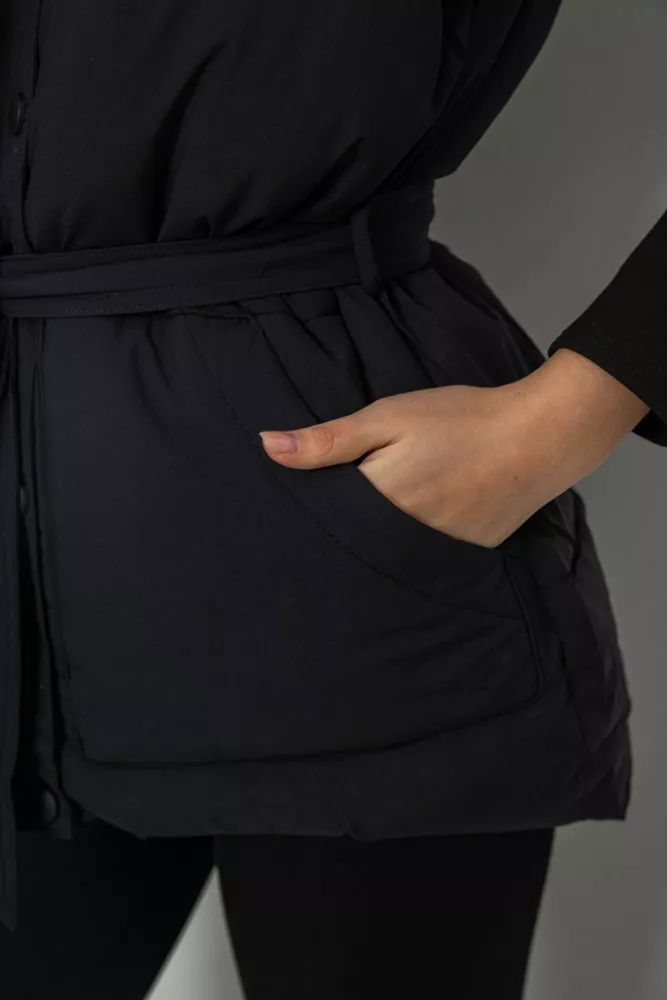 Купить Жилет женский с капюшоном, цвет черный, 207R2016 - Фото №6