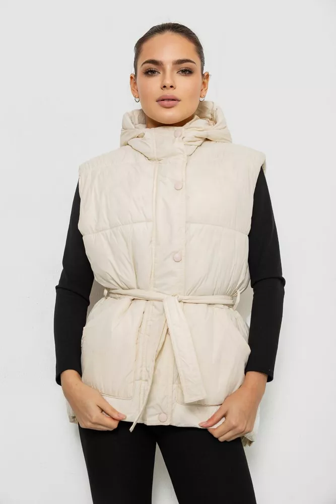 Купить Жилет женский с капюшоном, цвет светло-бежевый, 207R2016 - Фото №1