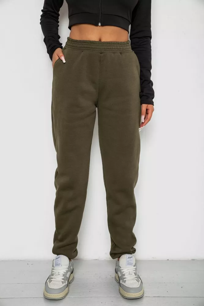 Купити Спортивні штани жіночі на флісі  -уцінка, колір хакі, 238R57828-U-10 - Фото №1