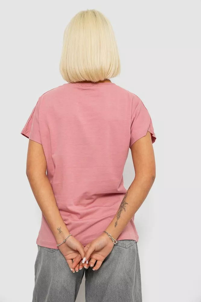 Купить Футболка женская с принтом, цвет пудровый, 244R2316-5 - Фото №4