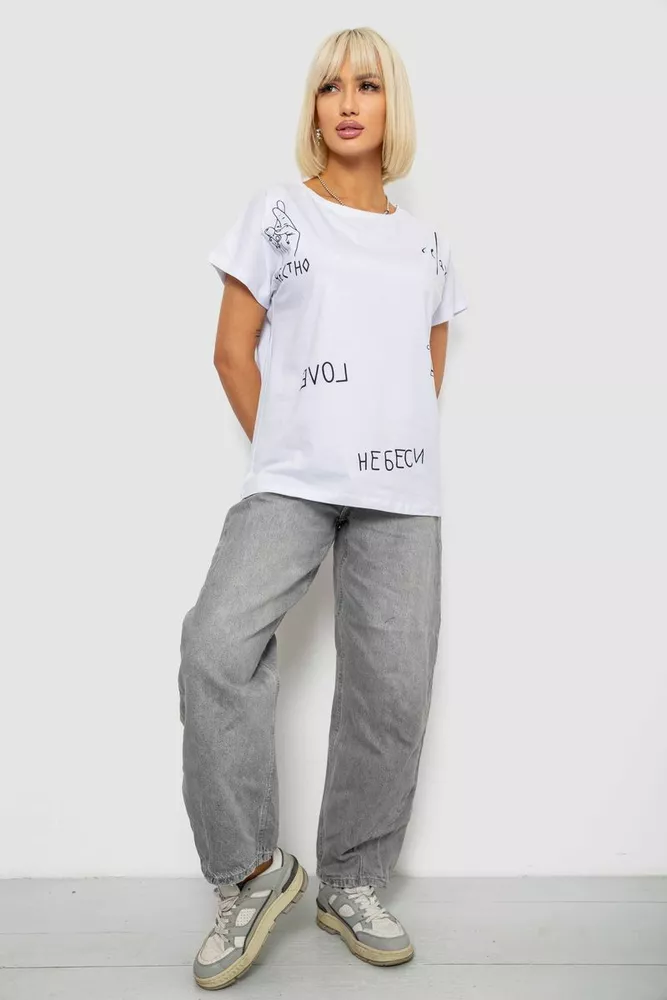 Купити Футболка жіноча з принтом, колір білий, 244R2316-5 - Фото №2