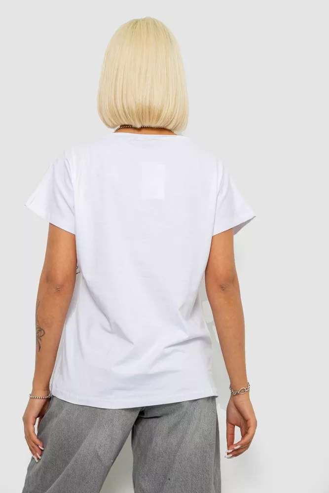 Купити Футболка жіноча з принтом, колір білий, 244R2316-5 - Фото №4