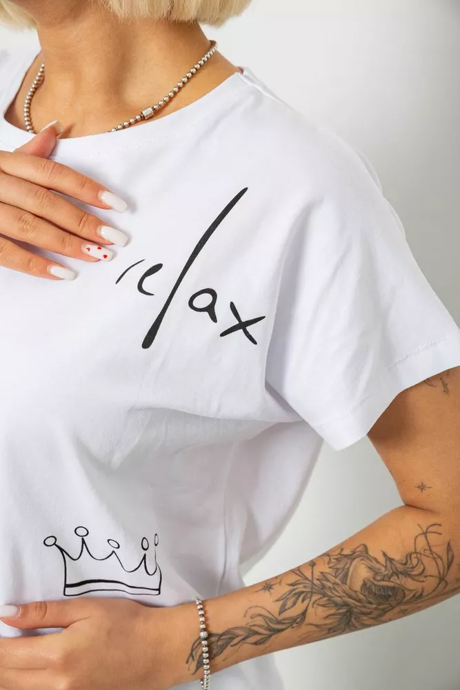 Купити Футболка жіноча з принтом, колір білий, 244R2316-5 - Фото №5