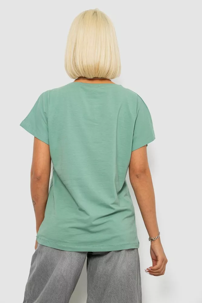 Купить Футболка женская с принтом, цвет оливковый, 244R2316-5 - Фото №4