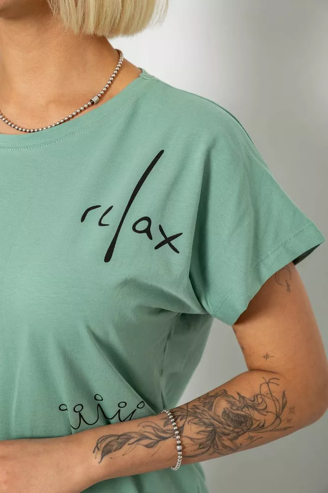 Купить Футболка женская с принтом, цвет оливковый, 244R2316-5 - Фото №5