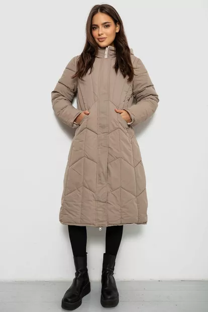 Куртка женская двусторонняя зимняя  -уценка, цвет темно-бежевый, 244R24115-U-5
