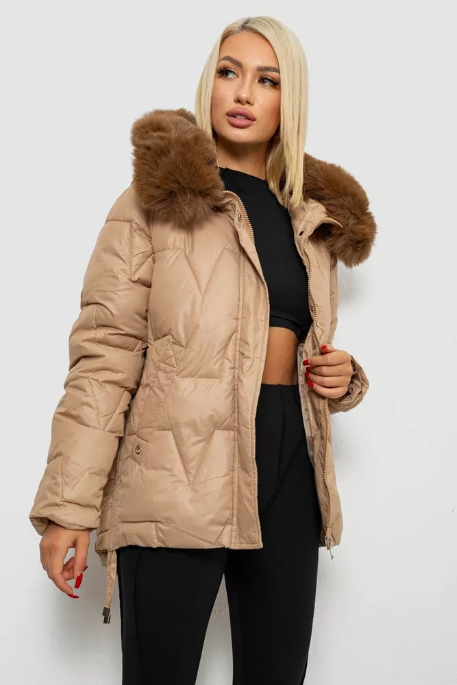 Купить Куртка женская зимняя короткая  -уценка, цвет бежевый, 244R865-U-3 - Фото №3