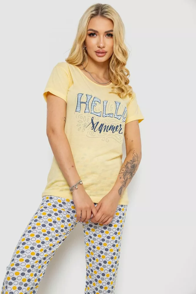 Купити Піжама жіноча  -уцінка, колір жовтий, 243R2495-U-1 - Фото №2