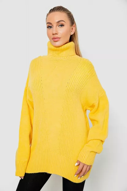 Светр - гольф жіночий вовняний  -уцінка, колір жовтий, 244R2050-U-1