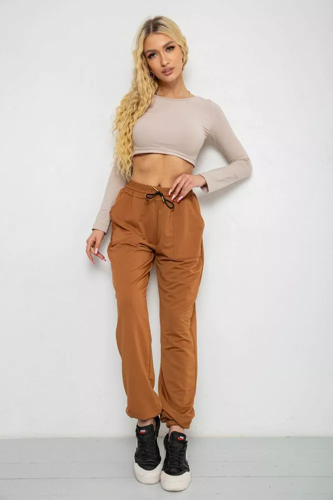 Купить Спортивные штаны женские  -уценка, цвет коричневый, 238R115-U - Фото №2
