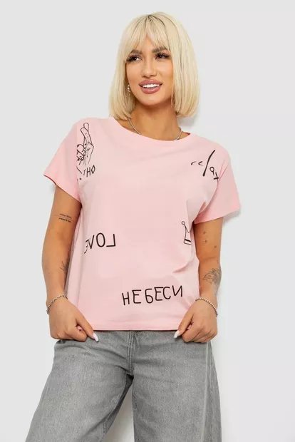 Футболка женская с принтом, цвет розовый, 244R2316-5