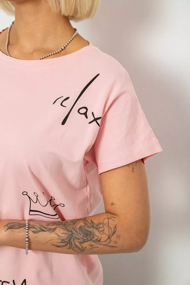 Купить Футболка женская с принтом, цвет розовый, 244R2316-5 - Фото №5