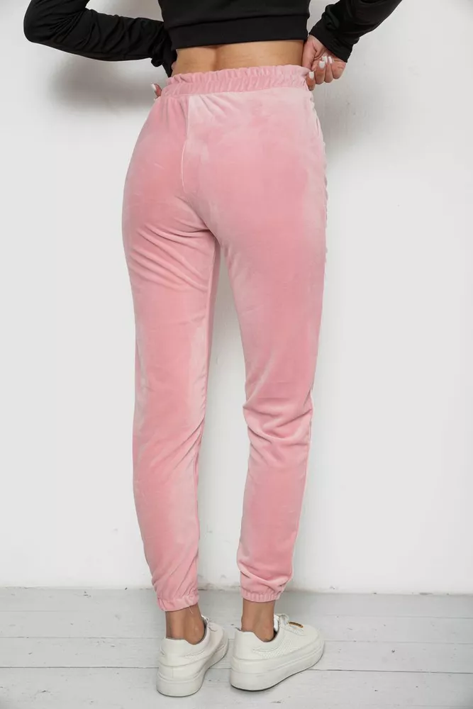 Купити Штани жіночі велюрові  -уцінка, колір рожевий, 238R58168-U-33 - Фото №4