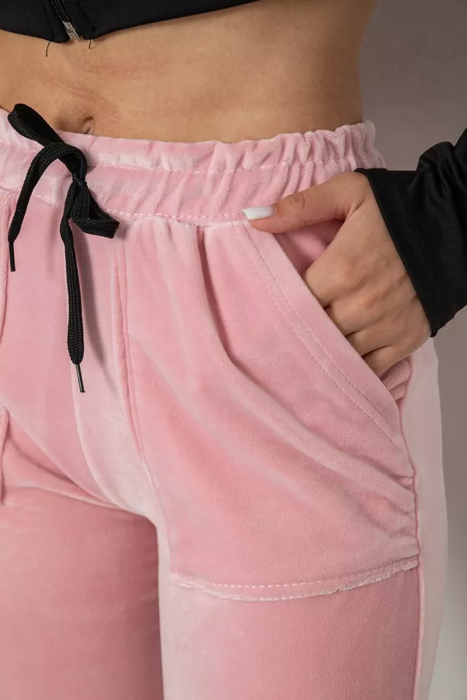 Купити Штани жіночі велюрові  -уцінка, колір рожевий, 238R58168-U-33 - Фото №5