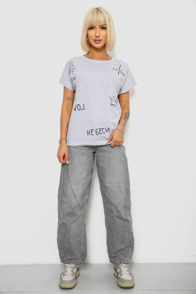 Купить Футболка женская с принтом, цвет серый, 244R2316-5 - Фото №2