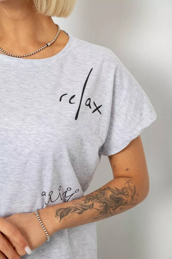 Купить Футболка женская с принтом, цвет серый, 244R2316-5 - Фото №5