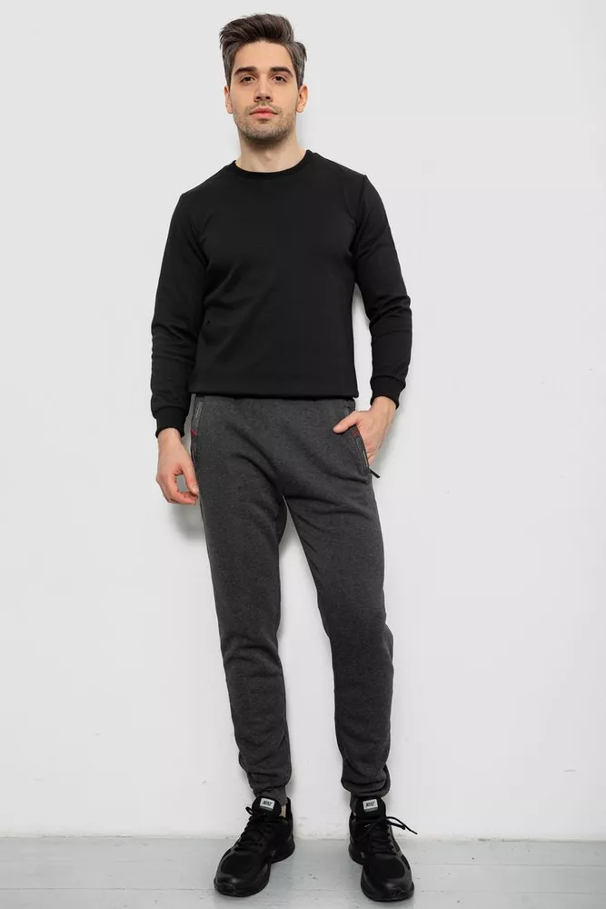 Купить Спортивные штаны мужские на флисе, цвет серый, 244R41558 - Фото №2