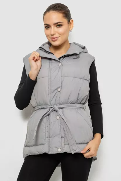Жилет женский с капюшоном, цвет серый, 207R2016