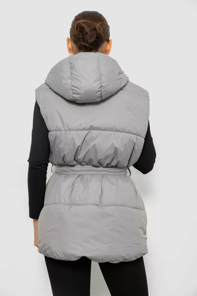 Купить Жилет женский с капюшоном, цвет серый, 207R2016 - Фото №4