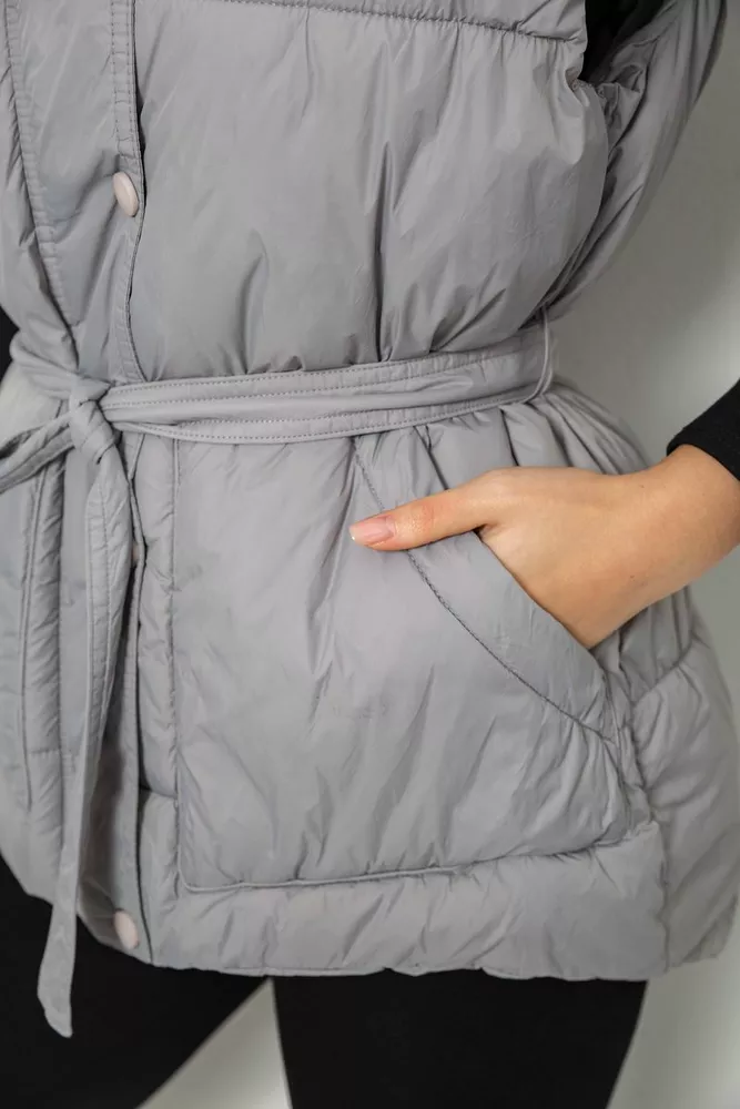 Купить Жилет женский с капюшоном, цвет серый, 207R2016 - Фото №6