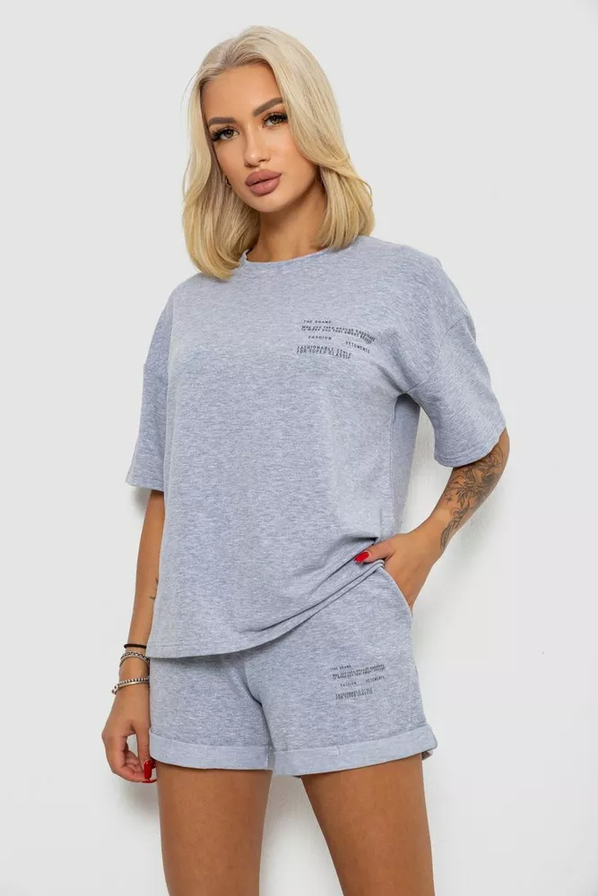 Купити Костюм домашній жіночий з принтом, колір сірий, 230R120 оптом - Фото №3