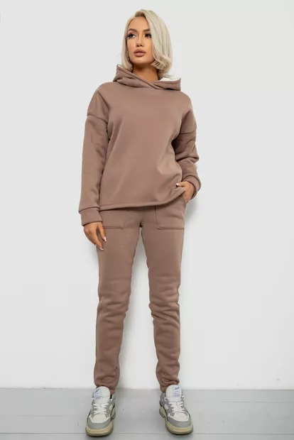 Спортивный костюм женский на флисе  -уценка, цвет мокко, 257R88-U-4