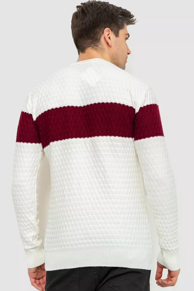 Купити Светр чоловічий, колір молочно-бордовий, 214R501 - Фото №4