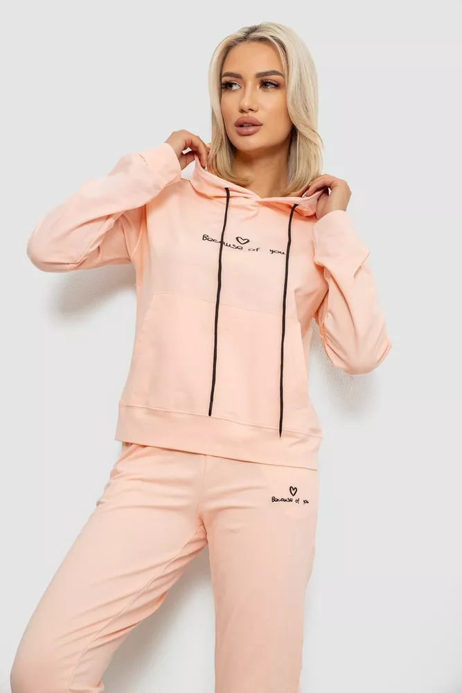 Купити Спортивний костюм жіночий двонитка, колір персиковий, 214R1419-002 - Фото №2