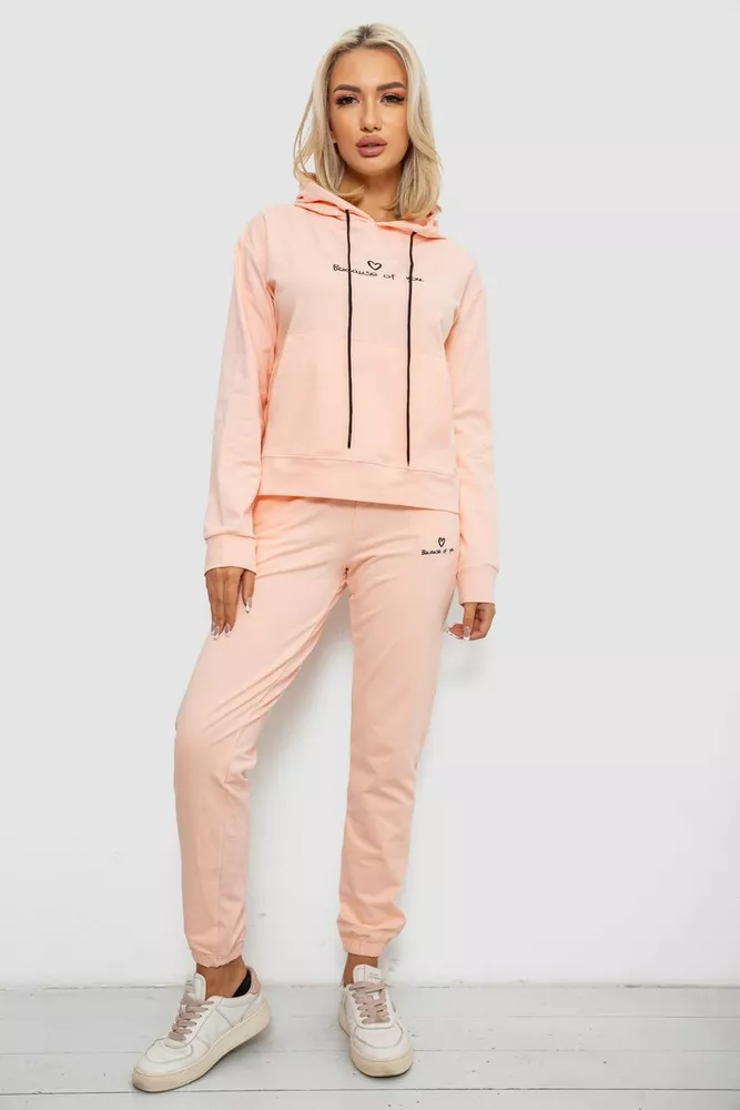 Купити Спортивний костюм жіночий двонитка, колір персиковий, 214R1419-002 - Фото №1