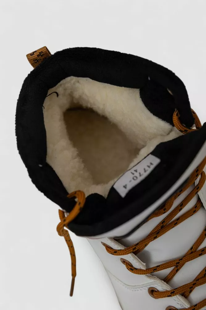 Купити Кросівки чоловічі зимові на хутрі  -уцінка, колір біло-жовтий, 248RH770-U-78 - Фото №6