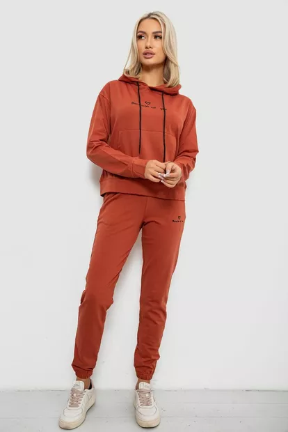 Спортивний костюм жіночий двонитка, колір теракотовий, 214R1419-002