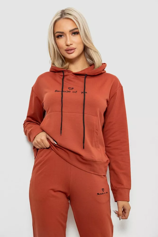 Купити Спортивний костюм жіночий двонитка, колір теракотовий, 214R1419-002 - Фото №2