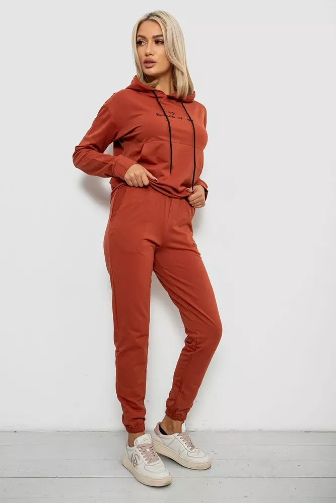 Купити Спортивний костюм жіночий двонитка, колір теракотовий, 214R1419-002 - Фото №3