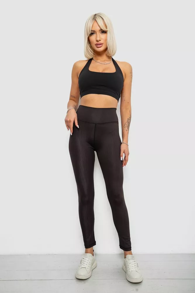 Купити Лосини жіночі однотонні з принтом, колір чорний, 214R931 оптом - Фото №2