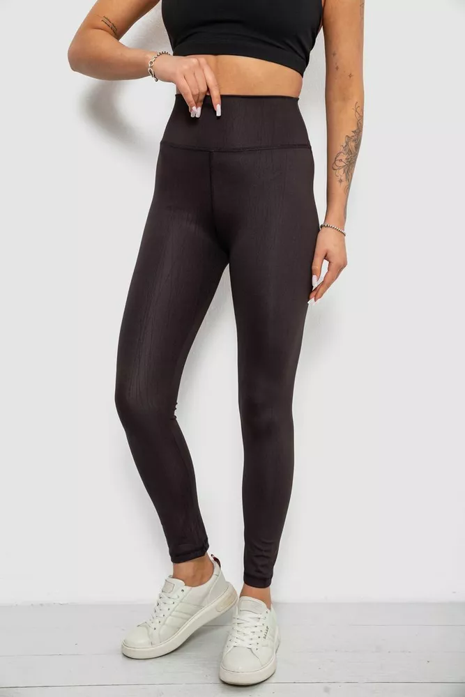 Купити Лосини жіночі однотонні з принтом, колір чорний, 214R931 оптом - Фото №3