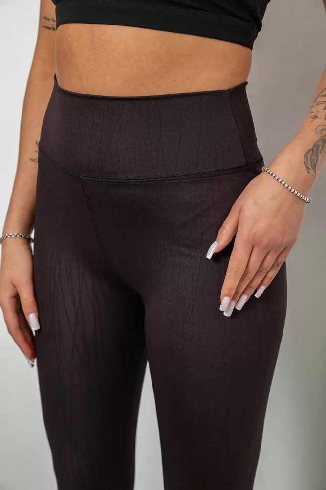 Купити Лосини жіночі однотонні з принтом, колір чорний, 214R931 оптом - Фото №5