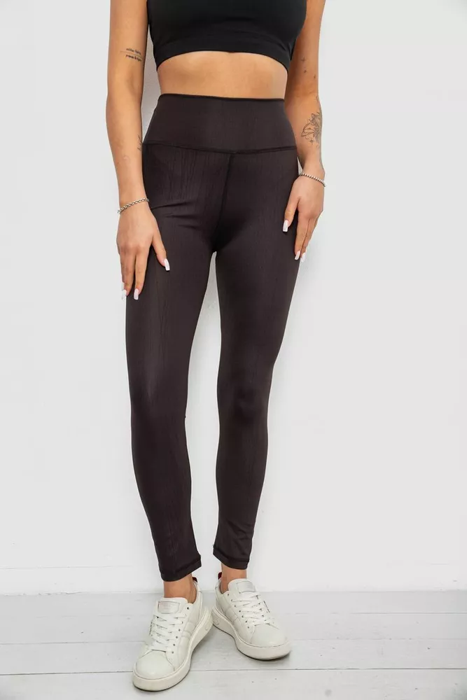 Купити Лосини жіночі однотонні з принтом, колір чорний, 214R931 оптом - Фото №1