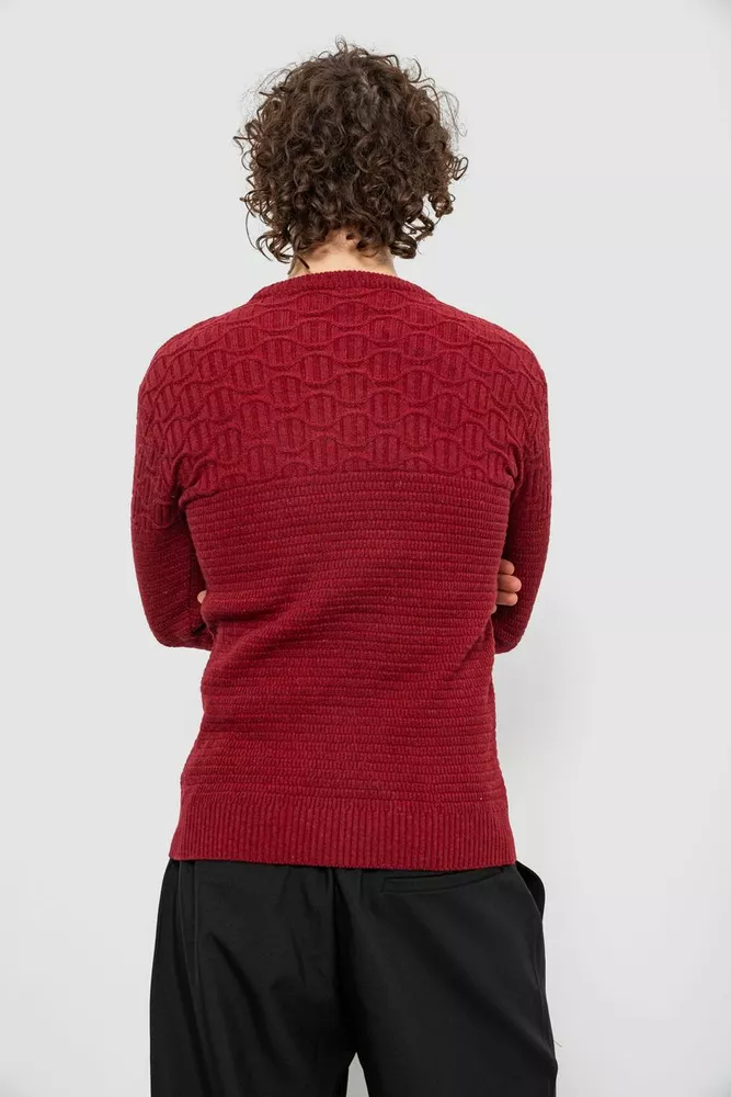 Купить Свитер мужской однотонный, цвет бордовый, 161R1041 - Фото №5