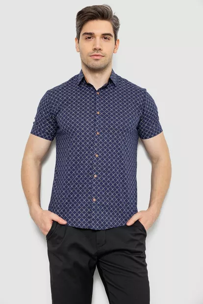 Сорочка чоловіча з принтом, колір синій, 214R7330