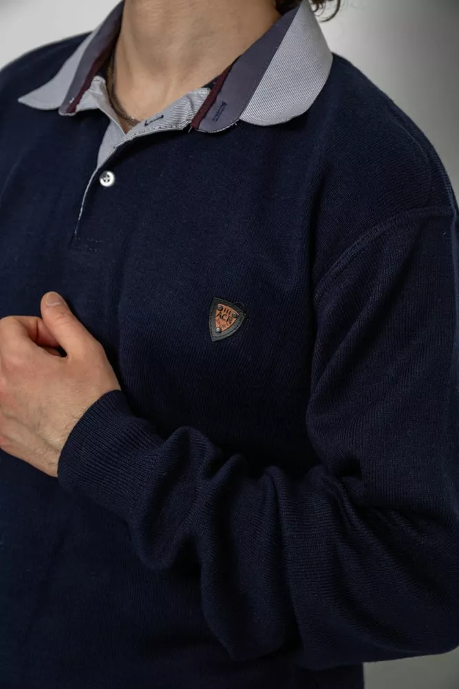 Купить Свитер-обманка мужской, цвет темно-синий, 161R924 - Фото №6