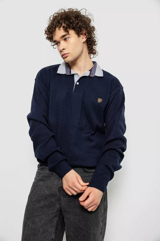 Купить Свитер-обманка мужской, цвет темно-синий, 161R924 - Фото №1